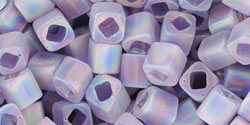 TOHO 4mm Cube Tube 5.5" : Transparent Rainbow Frosted Lt Tanzanite