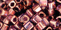 TOHO Cube 4mm : Gold-Lustered Amethyst
