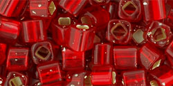 TOHO Cube 4mm Tube 5.5" : Silver-Lined Siam Ruby