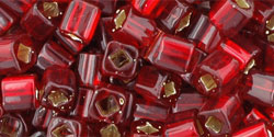 TOHO Cube 4mm : Silver-Lined Ruby