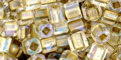 TOHO Cube 4mm Tube 5.5" : Inside-Color Crystal/Gold-Lined