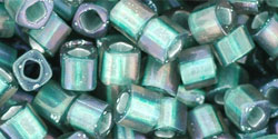 TOHO Cube 4mm : Inside-Color Frosted Crystal/Prairie Green-Lined