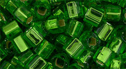 TOHO Cube 4mm : Silver-Lined Peridot