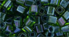 TOHO 4mm Cube Tube 5.5" : Inside-Color Rainbow Peridot/Opaque Green-Lined
