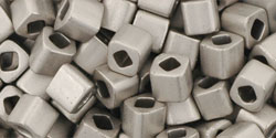 TOHO Cube 4mm Tube 2.5" : Metallic Frosted Antique Silver
