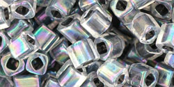 TOHO Cube 4mm : Inside-Color Rainbow Crystal/Opaque Gray-Lined