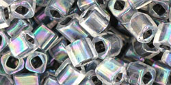 TOHO 4mm Cube Tube 5.5" : Inside-Color Rainbow Crystal/Opaque Gray-Lined