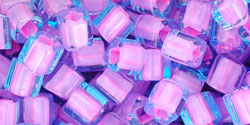 Toho CUBE Seed Beads 4mm AQUA BUBBLE GUM PINK LINED