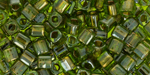 TOHO Cube 4mm Tube 2.5" : Gold-Lined Peridot