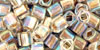 TOHO 4mm Cube Tube 5.5" : Gold-Lined Rainbow Crystal