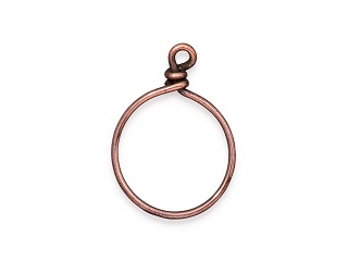 TierraCast : Brass Wire Hoop - 20 mm ID, 17 Gauge, Antique Copper