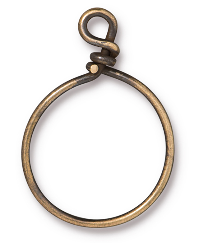 TierraCast : Brass Wire Hoop - 20 mm ID, 17 Gauge, Brass Oxide