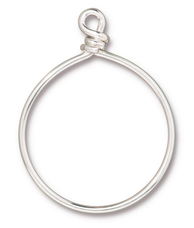 TierraCast : Brass Wire Hoop - 32 mm ID, 15 Gauge, Silver-Plated