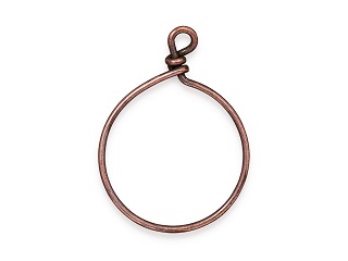 TierraCast : Brass Wire Hoop - 32 mm ID, 15 Gauge, Antique Copper