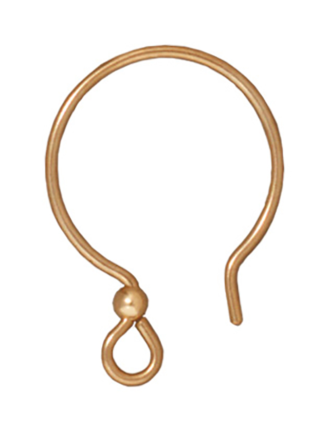 TierraCast : Earwire - 20 Gauge, 2.2mm ID, Hoop 2 mm Bead, Gold-Filled