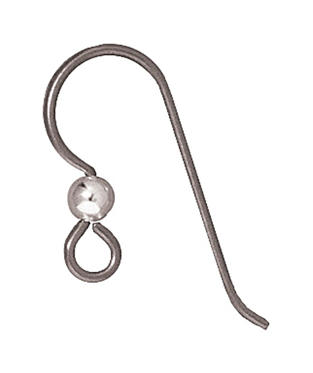 TierraCast : Earwire - French Hook, 20g, 3mm SS Bead, Niobium Grey