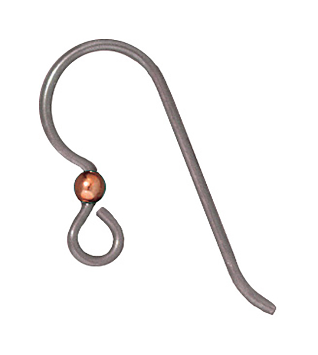 TierraCast : Earwire - French Hook, 20g, 2mm Copper Bead, Niobium Grey