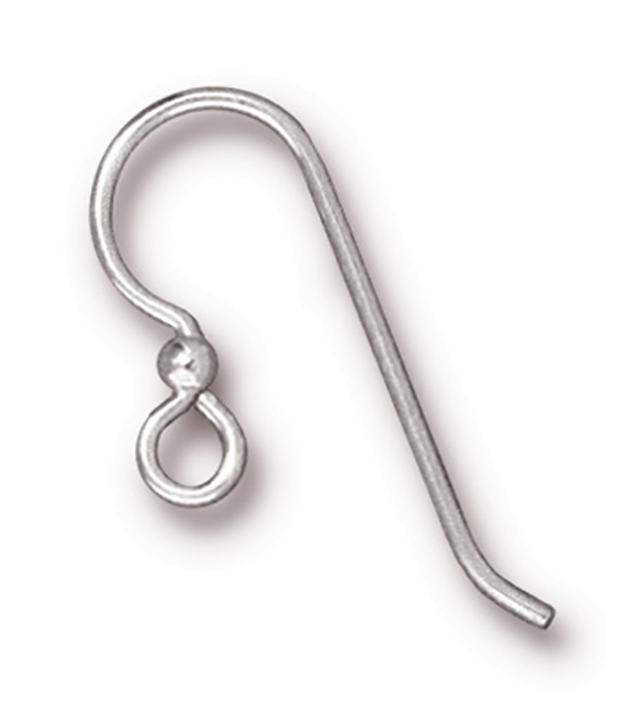 TierraCast : Earwire - 20g, French Hook, 2mm Bead, Silver-Filled