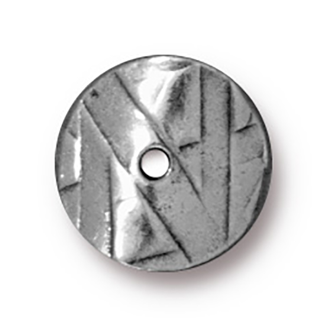 TierraCast : Bead - 10 mm Wavy Disk, Antique Pewter