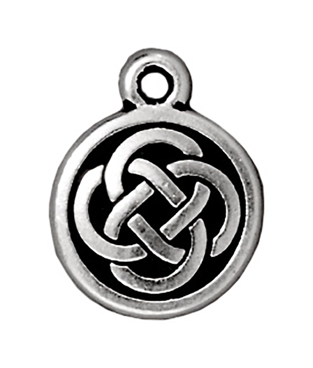 TierraCast : Drop Charm - 15 x 12mm, 1.5mm Loop, Celtic Round, Antique Silver