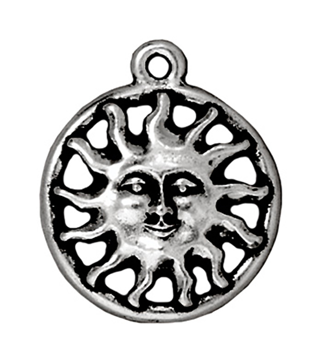 TierraCast : Drop Charm - 19.5 x 17mm, 1.25mm Loop, Sunshine, Antique Silver