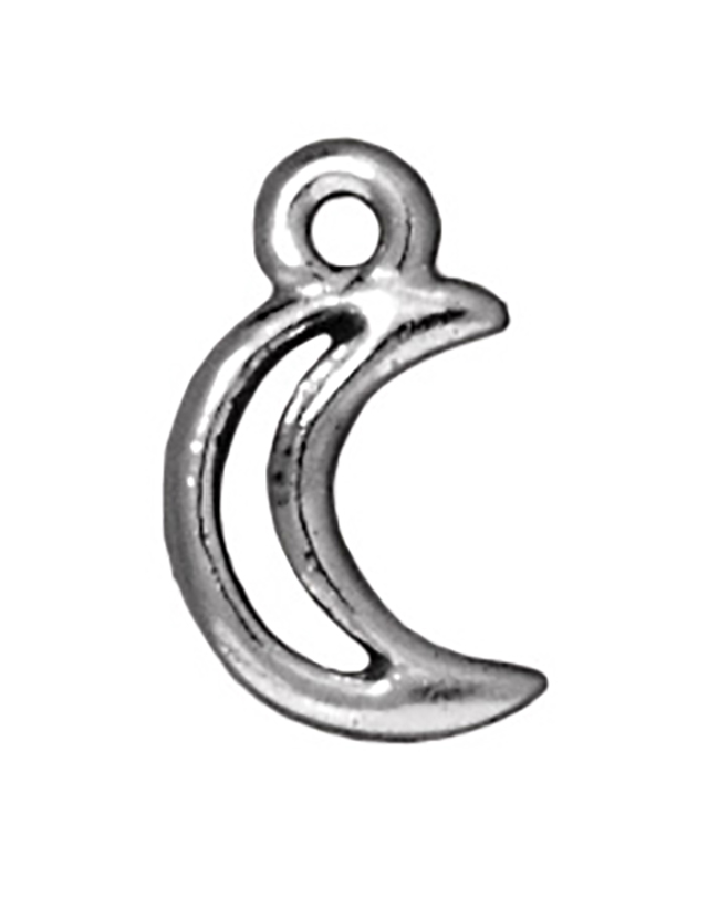 TierraCast : Drop Charm - 13 x 8mm, 1.25mm Loop, Crescent, Rhodium