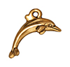 TierraCast : Drop Charm - 18.5 x 17.5mm, 1.25mm Loop, Dolphin, Antique Gold