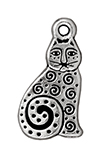 TierraCast : Drop Charm - 19 x 10.5mm, 1.25mm Loop, Spiral Cat, Antique Silver