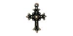 TierraCast : Drop Charm - Fleur Cross, Brass Oxide