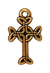 TierraCast : Drop Charm - 18.5 x 11mm, 1.25mm Loop, Med Celtic Cross, Antique Gold
