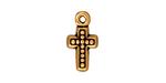 TierraCast : Drop Charm - Beaded Cross, Antique Gold
