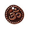 TierraCast : Drop Charm - 11 x 11mm, 1.25mm Loop, Om Coin, Antique Copper