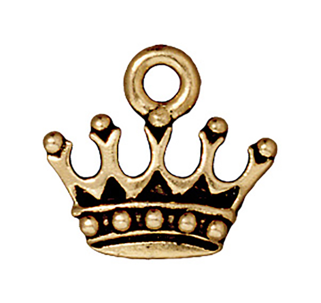 TierraCast : Drop Charm - 15 x 13.5mm, 2mm Loop, King's Crown, Antique Gold