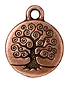 TierraCast : Drop Charm - 19 x 15.5mm, 2mm Loop, Tree of Life, Antique Copper