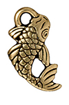 TierraCast : Drop Charm - 18 x 9.5mm, 1.75mm Loop, Koi, Antique Gold