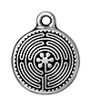 TierraCast : Drop Charm - 20.5 x 16.75mm, 2mm Loop, Labyrinth, Antique Silver