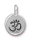 TierraCast : Charm - 17 x 12mm, 2.6mm Loop, Om, Antique Silver