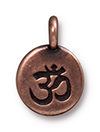 TierraCast : Charm - 17 x 12mm, 2.6mm Loop, Om, Antique Copper