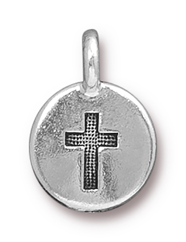 TierraCast : Charm - 17 x 12mm, 2.6mm Loop, Cross, Antique Silver