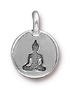 TierraCast : Charm - 17 x 12mm, 2.6mm Loop, Buddha, Antique Silver