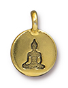 TierraCast : Charm - 17 x 12mm, 2.6mm Loop, Buddha, Antique Gold