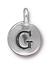 TierraCast : Charm - 17 x 12mm, 2.6mm Loop, Round Alphabet G, Antique Silver