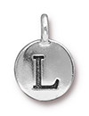 TierraCast : Charm - 17 x 12mm, 2.6mm Loop, Round Alphabet L, Antique Silver