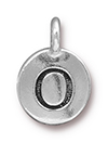 TierraCast : Charm - 17 x 12mm, 2.6mm Loop, Round Alphabet O, Antique Silver