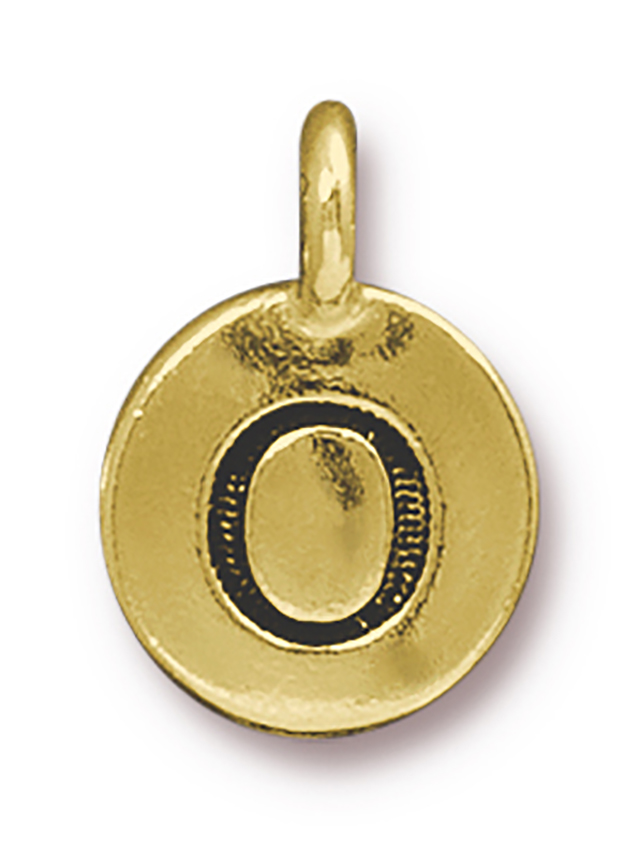 TierraCast : Charm - 17 x 12mm, 2.6mm Loop, Round Alphabet O, Antique Gold
