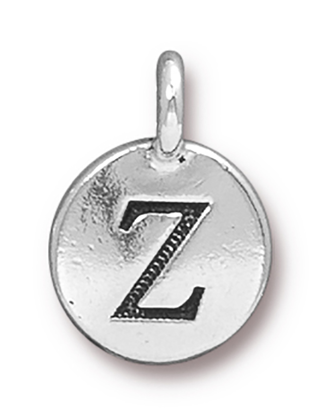 TierraCast : Charm - 17 x 12mm, 2.6mm Loop, Round Alphabet Z, Antique Silver