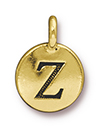 TierraCast : Charm - 17 x 12mm, 2.6mm Loop, Round Alphabet Z, Antique Gold