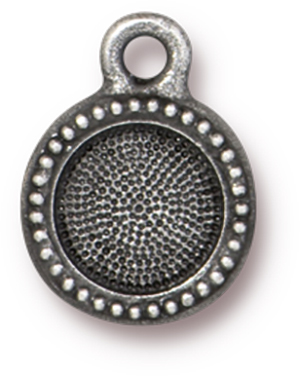 TierraCast : Charm - 14 x 10.5mm, 1.5mm Loop, SS34 Bezel, Antique Pewter