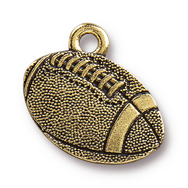 TierraCast : Charm - 18 x 17.5mm, 2.2mm Loop, Football, Antique Gold