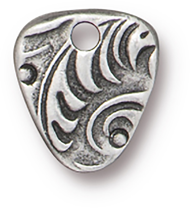 TierraCast : Charm - 10 x 9mm, 1.6mm Loop, Jardin Triangle, Antique Pewter